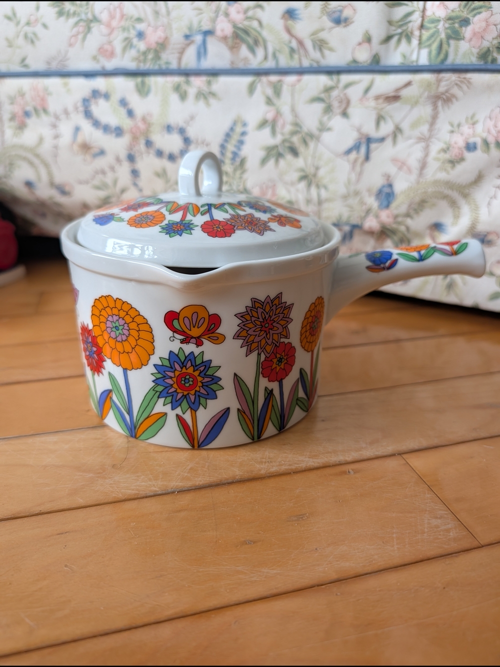 Vtg Ceramic Saucepan